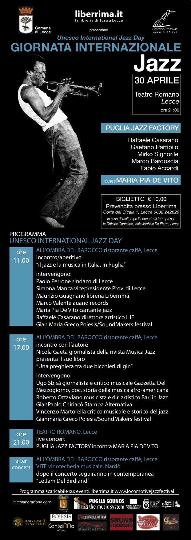 30 aprile a Lecce: Giornata internazionale del jazz 