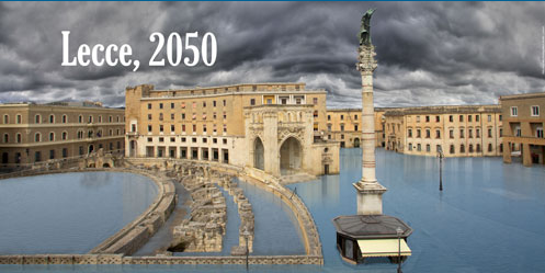 Lecce 2080: il guerrilla marketing non deve restare sommerso piazza sant'oronzo sommersa dall'acqua