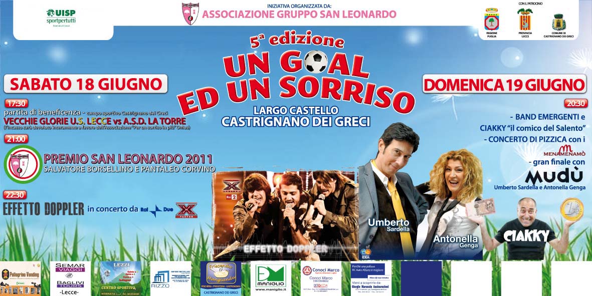 Un goal ed.. Un sorriso"-Premio San Leonardo-: sabato 18 e 19 giugno a Castrigna