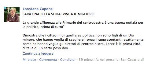 Loredana Capone commenta le primarie del centrodestra a Lecce