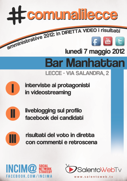 Lunedì 7 maggio 2012: SalentoWebTv organizza la Diretta dei risultati delle elez