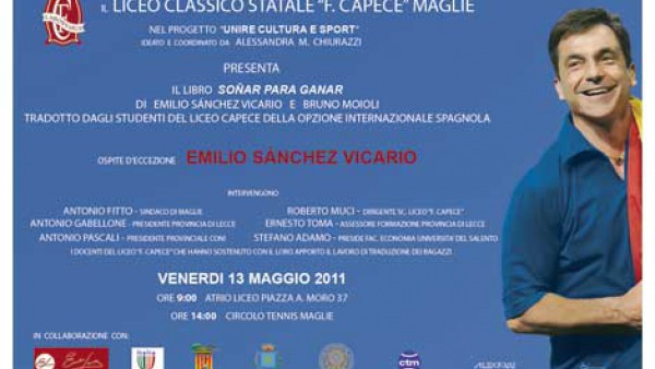 Tennis- Emilio Sànchez Vicario sarà a Maglie al Liceo Capece il 13 maggio