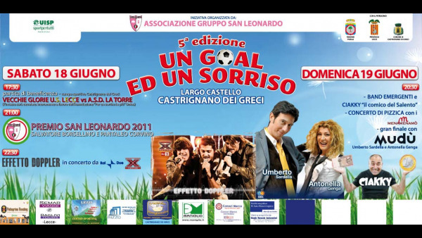 Un goal ed.. Un sorriso"-Premio San Leonardo-: sabato 18 e 19 giugno a Castrigna