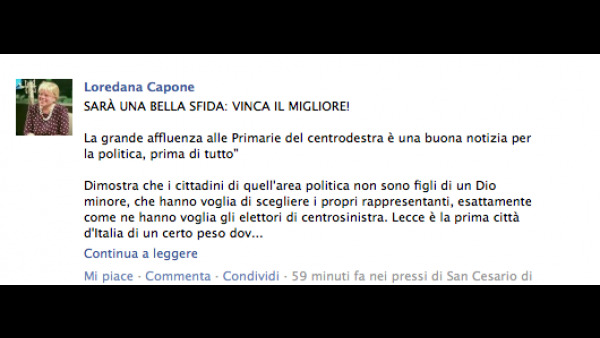 Loredana Capone commenta le primarie del centrodestra a Lecce