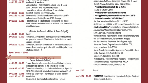 Dal 13 al 16 giugno 2012 tra Gallipoli e Lecce si terrà Reforme, 9° Metting Euro