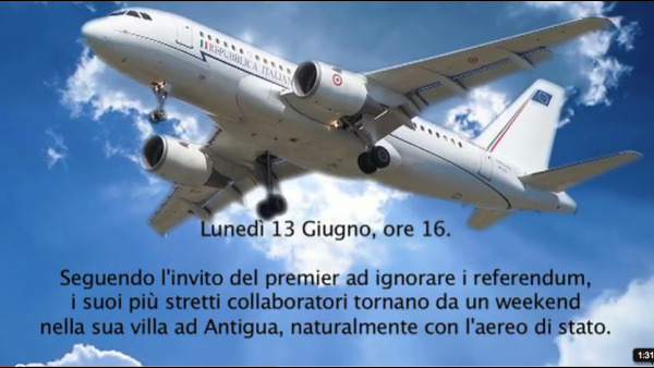 Gira in Rete, a quorum raggiunto il video: "Ore 16, panico sull'aereo del Pdl"..