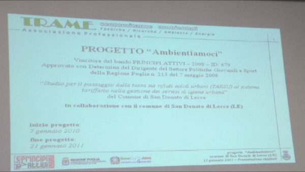 "Ambientiamoci" con Trame a San Donato di Lecce, dove la Tarsu è più equa