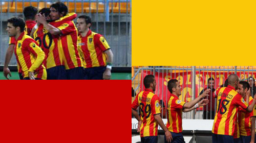 Esultanza dei tifosi giallorossi Lecce, ci siAmo