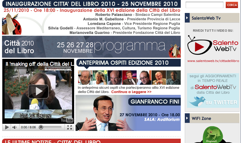 Salentoweb.tv, partner della Città del Libro, sarà a Campi per raccontarvi l'evento Città del libro 2010