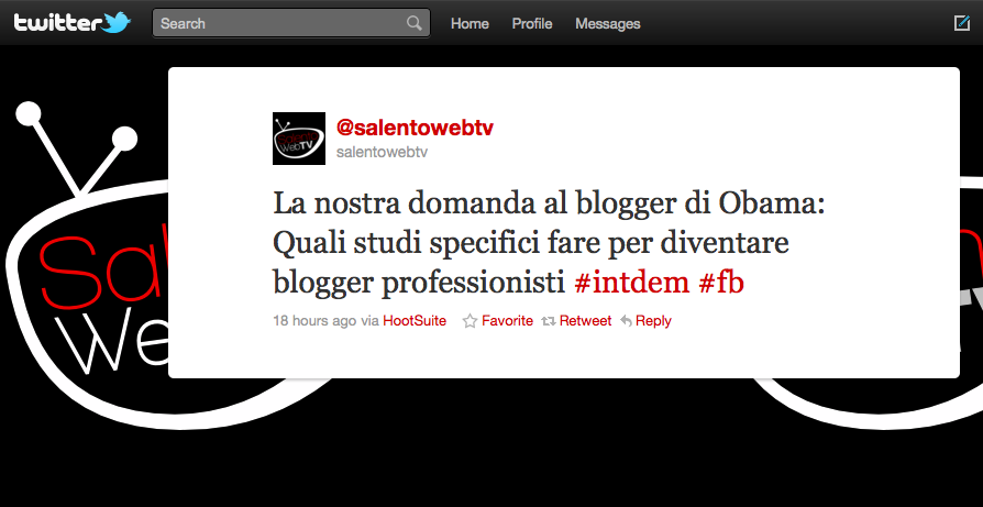 SalentoWebTv domanda, il blogger di Obama risponde blogger obama