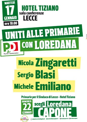 Il 17 gennaio alle 18,00  Nicola Zingaretti all'Hotel Tiziano per Loredana Capon
