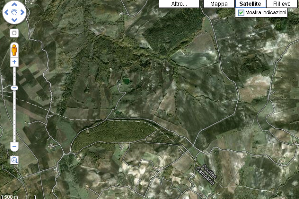 Da Google Maps, la zone della frana al confine tra Puglia e Campania I sindaci del Salento scrivono a Berlusconi