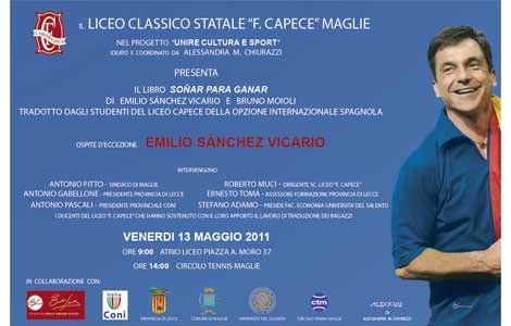 Tennis- Emilio Sànchez Vicario sarà a Maglie al Liceo Capece il 13 maggio