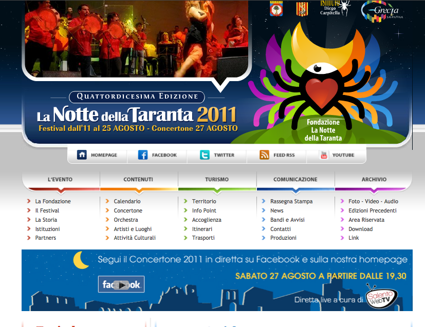 SalentoWebTv lancia la diretta del Concertone della Notte della Taranta su Facebook SalentoWebTv lancia la diretta del Concertone della Notte della Taranta su Faceb