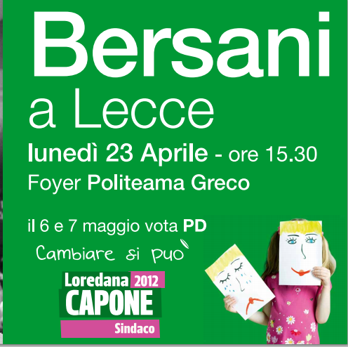 23 aprile: Pierluigi Bersani a Lecce