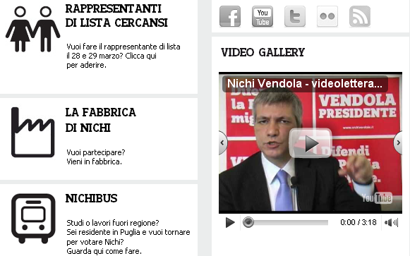 Il sito di Nichi Vendola Vendola manda una videolettera a Berlusconi