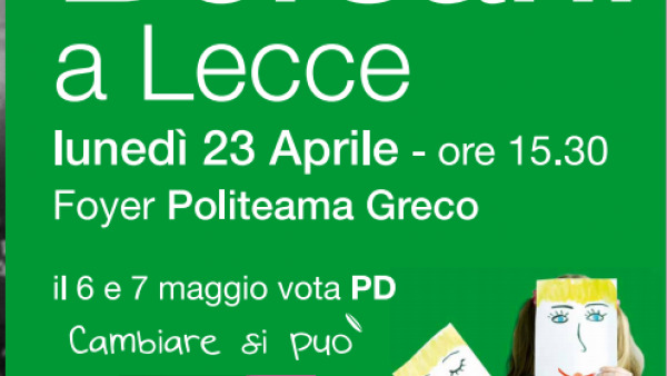 23 aprile: Pierluigi Bersani a Lecce